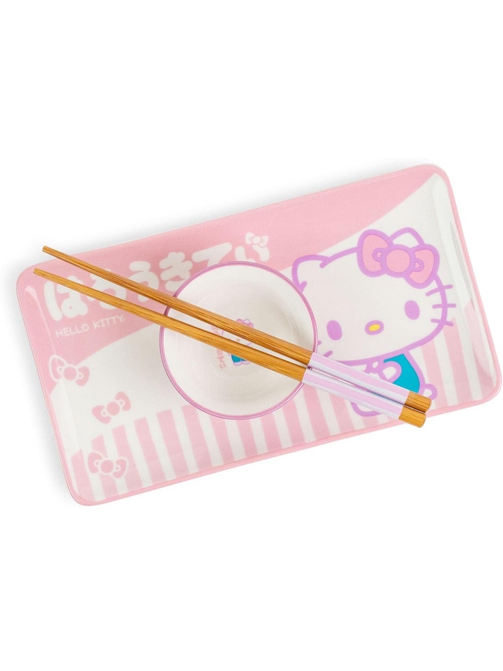 Hello Kitty Pink Tray Set with Bowl and Chopsticks